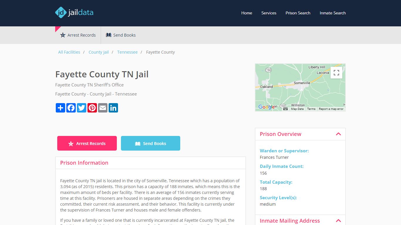 Fayette County TN Jail Inmate Search and Prisoner Info - Somerville, TN